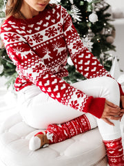 Christmas Sweater Knitted Pullover Sweater Snowflake Elk Print Sweaters