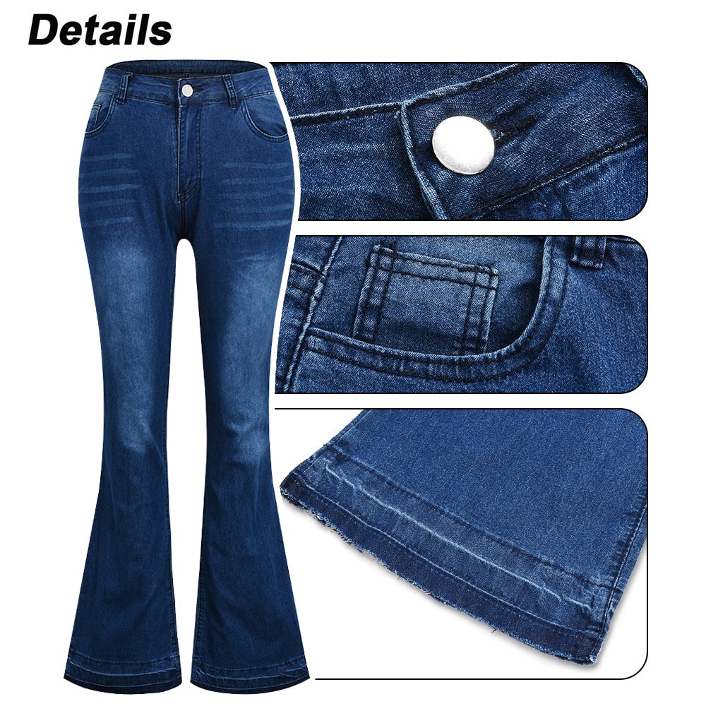 Bell Bottom Mid Rise Bootcut Jeans Flare Jeans for Slim Pants Trousers