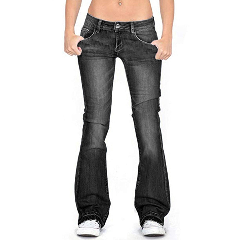 Bell Bottom Mid Rise Bootcut Jeans Flare Jeans for Slim Pants Trousers