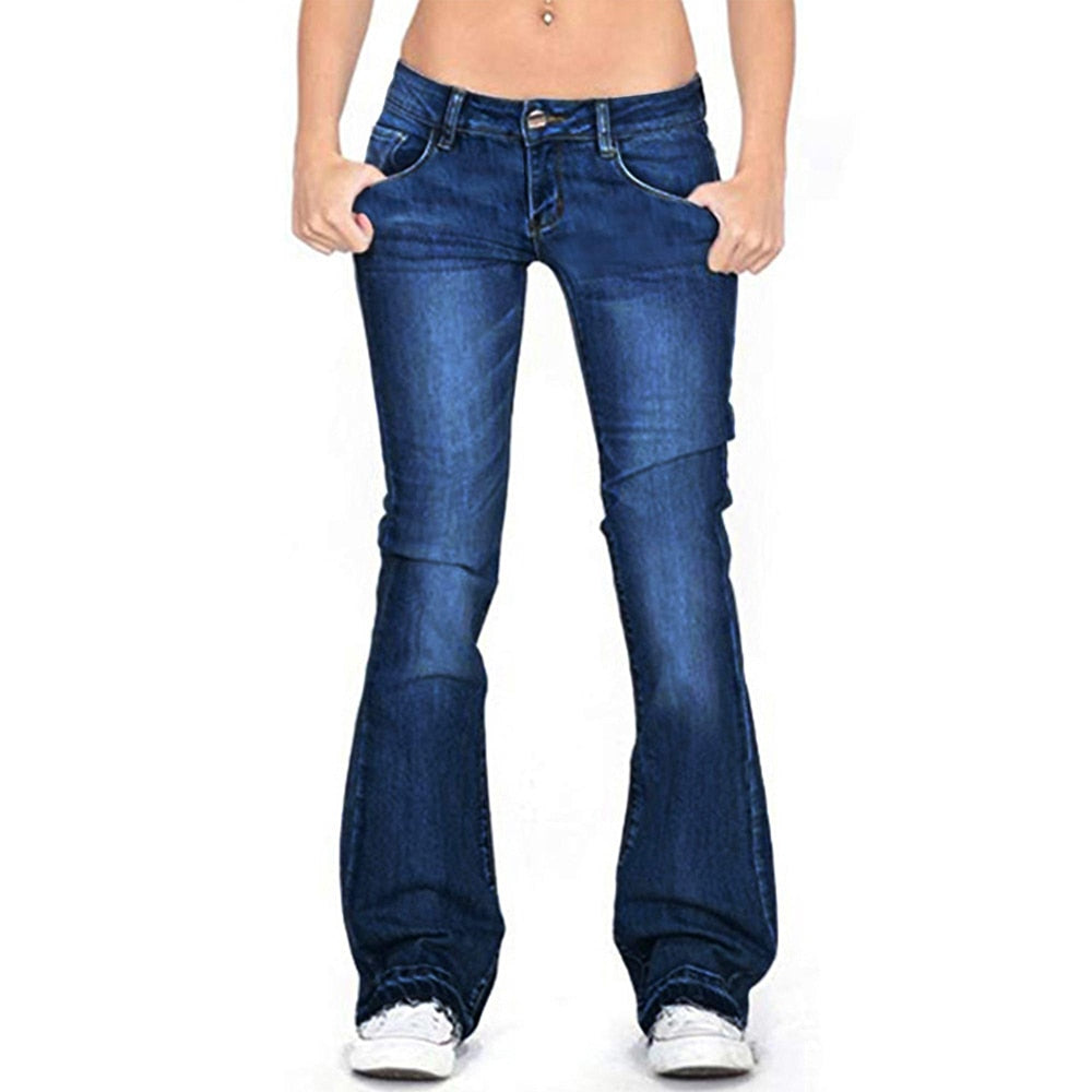 Bell Bottom Mid Rise Bootcut Jeans Flare Jeans for Slim Pants Trousers