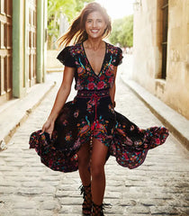 Summer Beach Party Sundress: 's Boho Floral Evening Dress