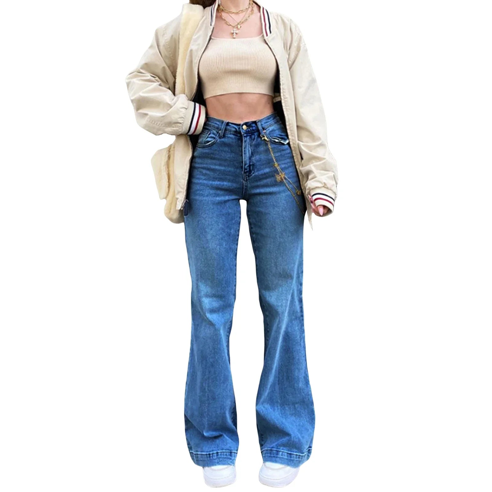 High Waist Bell Bottom Stretchy Denim Flared 's Jeans