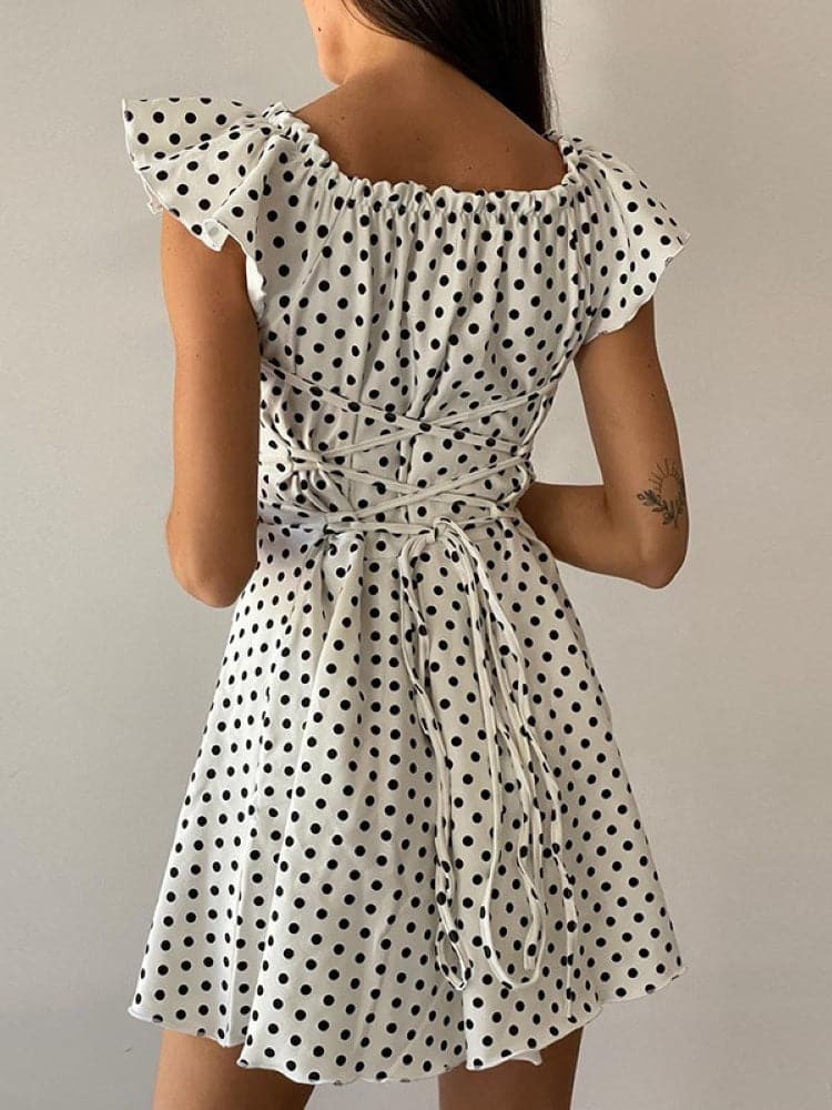 Dress Stylish Polka Dot Ruffles  Mini Dress