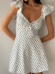 Dress Stylish Polka Dot Ruffles  Mini Dress