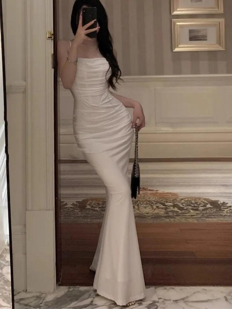 Elegant Mermaid Summer Strap Evening Maxi Dress