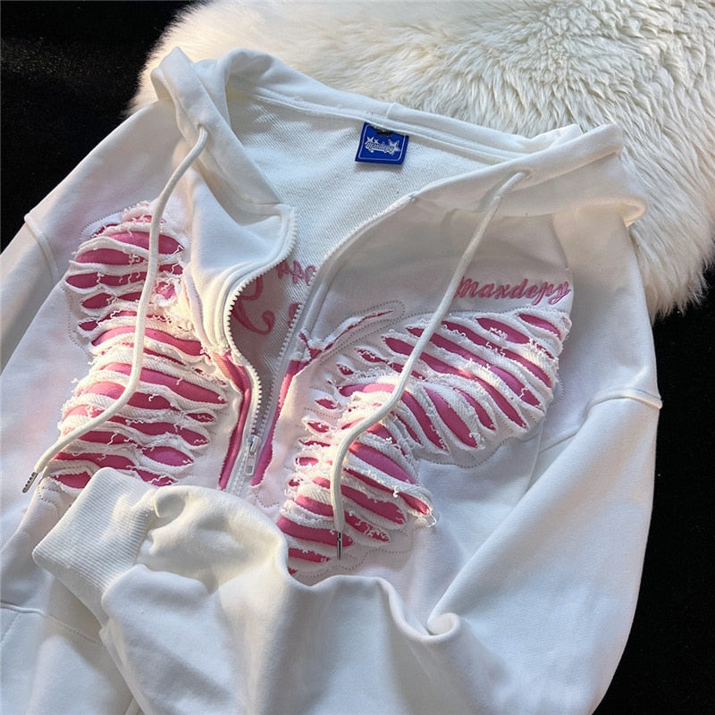 Perforated Butterfly Casual Hoodie
