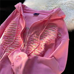 Perforated Butterfly Casual Hoodie