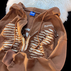 Perforated Butterfly Casual Hoodie