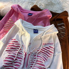 Perforated Butterfly Casual Hoodie
