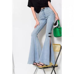 Spring New Fashion Solid Vintage Full Length Flare 's Jeans