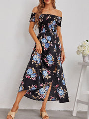 Off Shoulder Summer Long Chiffon Dress