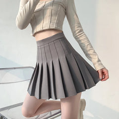 Slim Zipper Dancing White Pleated Skirt