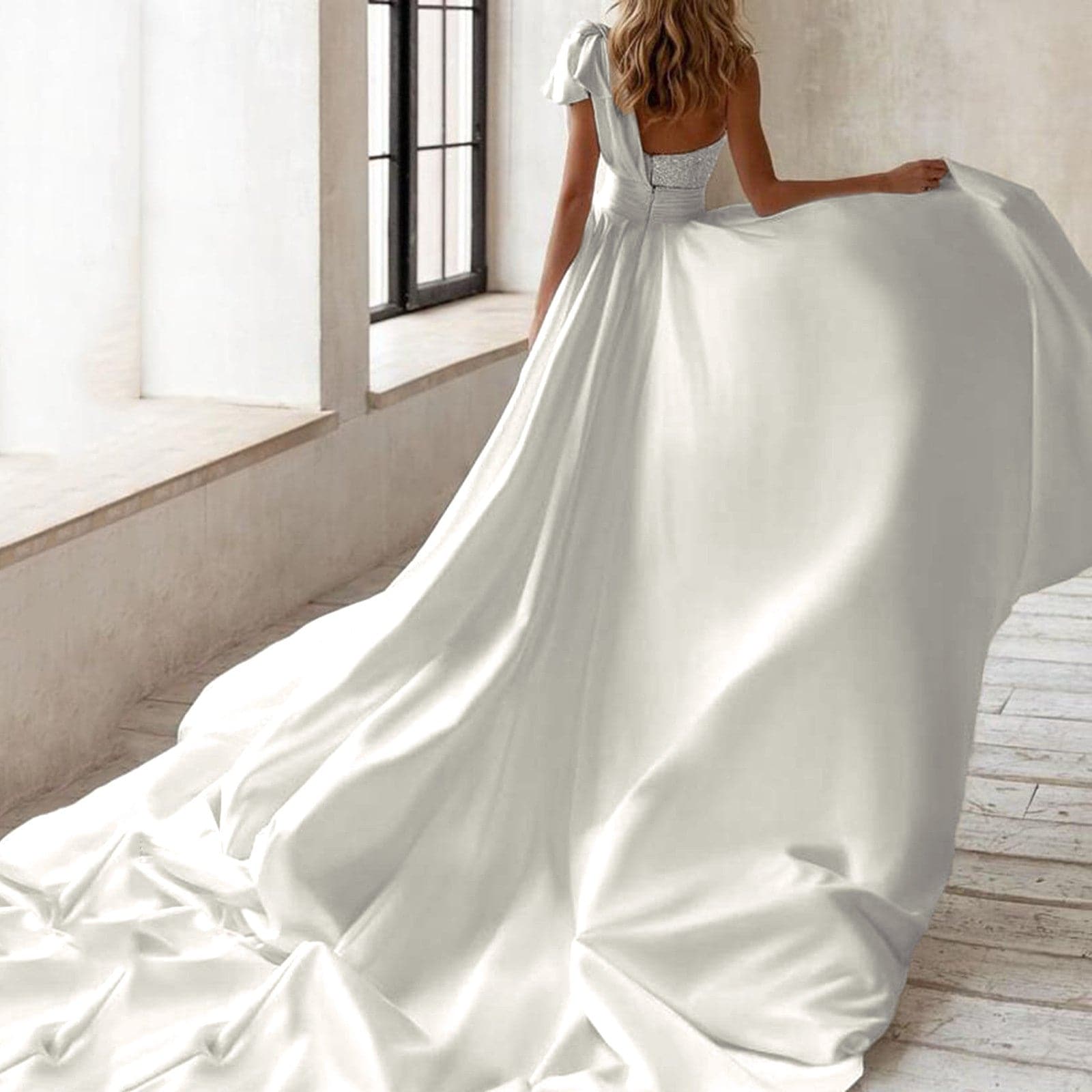 Sleeveless Wedding Satin Dress