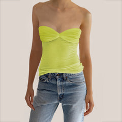 Sleeveless Chest Wrap Top Streetwear Party Casual Bodycon Solid Backless Top