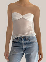 Sleeveless Chest Wrap Top Streetwear Party Casual Bodycon Solid Backless Top