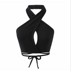 Neck Hollow Out Camisole Tie Backless Bandage Cropped Bustier Vest