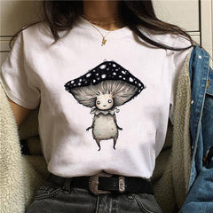T-shirt Cartoon Cat Mushroom Halloween Print T-shirts