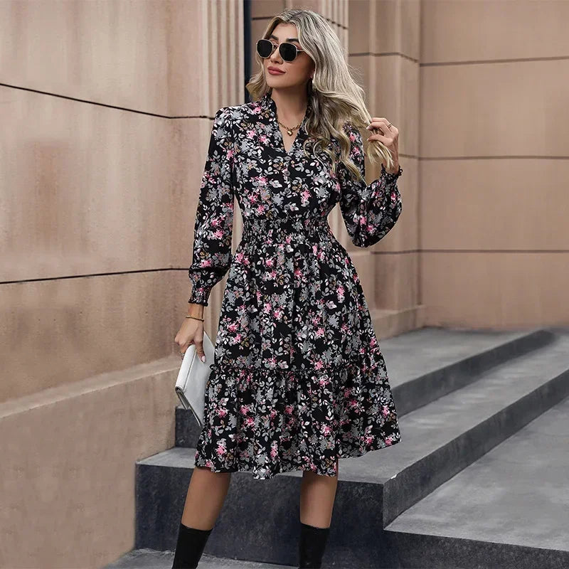 A-line Summer Dress with Elastic Waist for  Boho Dress
