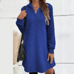 Basic Hooded Daily Going Out Fashion Solid Long Sleeve Casual 's Dress