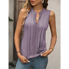 Elegant Ruffled Sleeveless V-Neck Tank Top