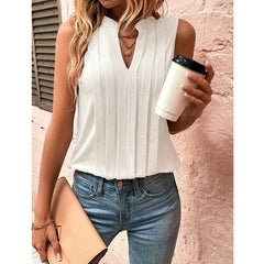 Elegant Ruffled Sleeveless V-Neck Tank Top