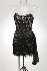 Pleated Evening Gowns Lace Patchwork Party Clothes Lace Dress