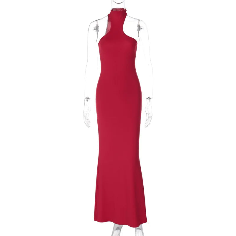 Spring Sleeveless Halter Puss Elegant Club Midi Dresses