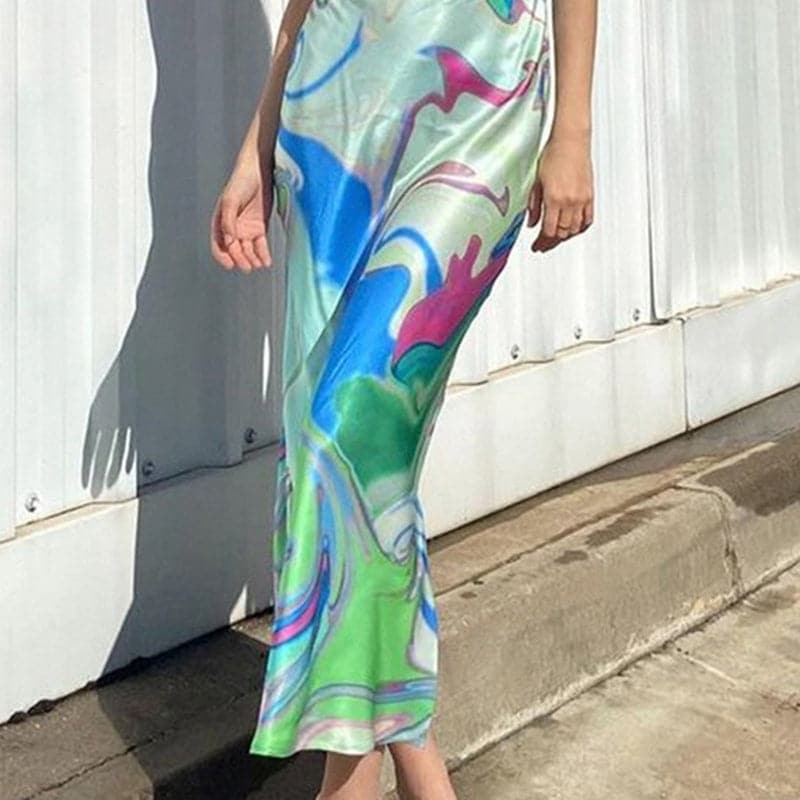 Women's Skirt Fashion Abstract Printed Sling Dress