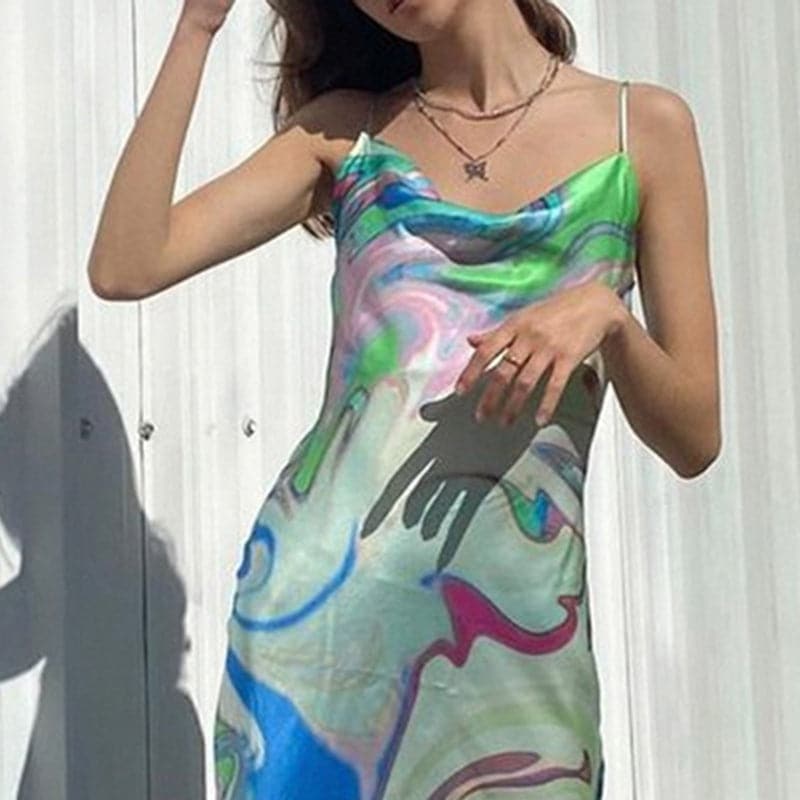 Women's Skirt Fashion Abstract Printed Sling Dress