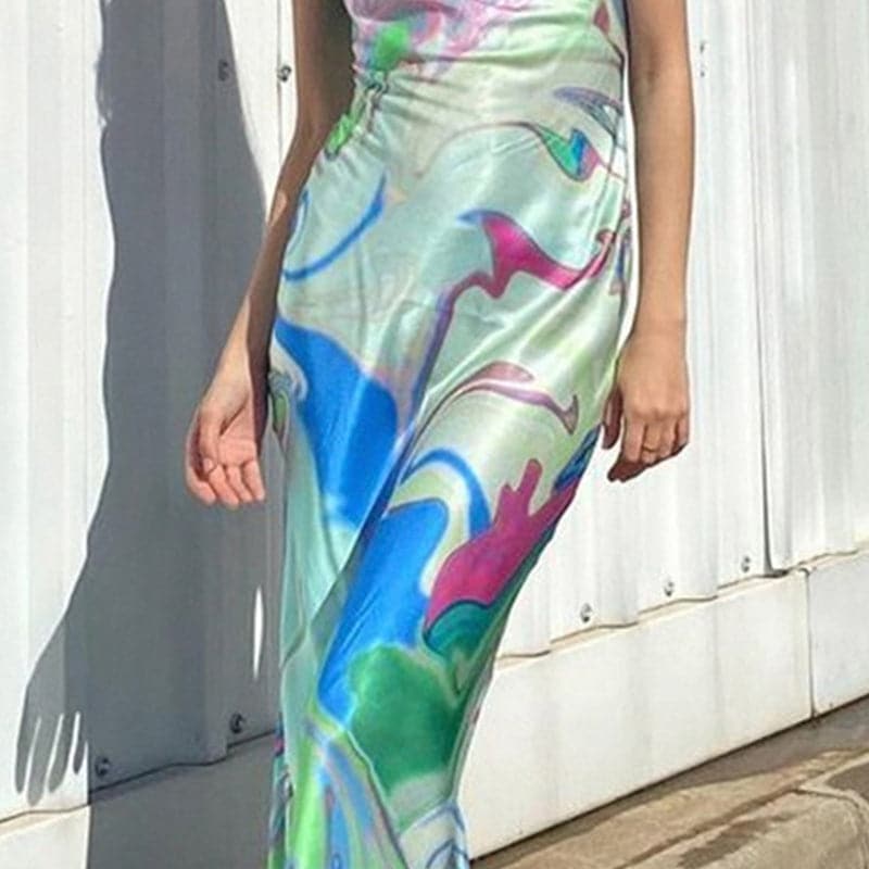 Women's Skirt Fashion Abstract Printed Sling Dress