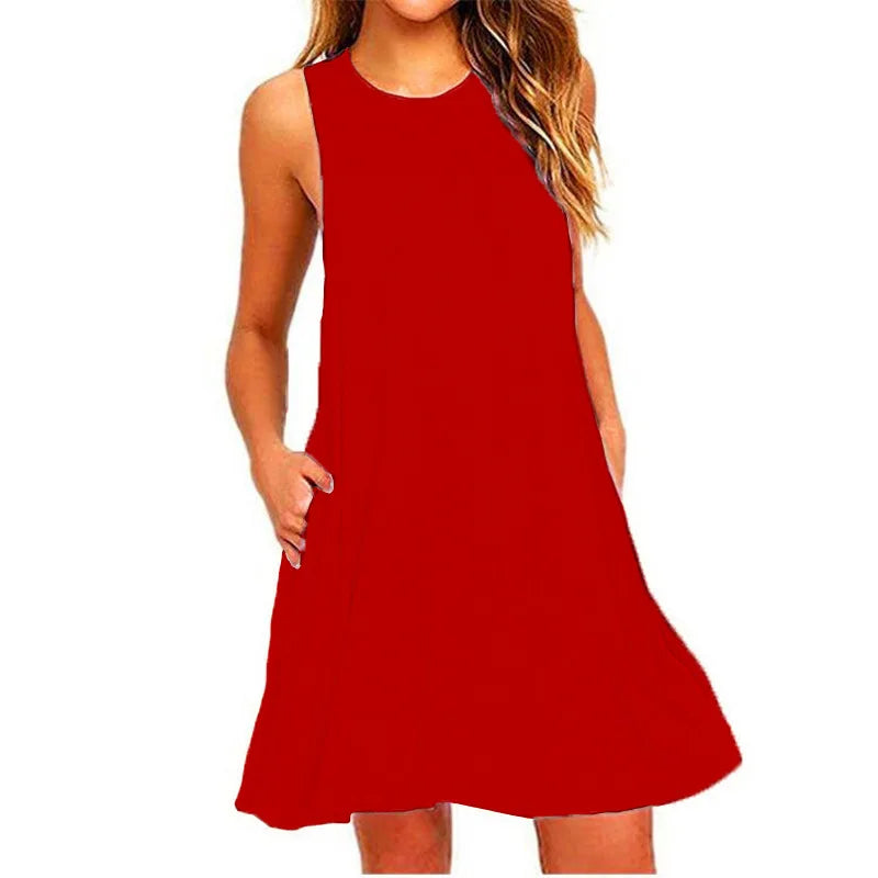 Women's Summer Casual Swing T-Shirt Beach Midi Dresses