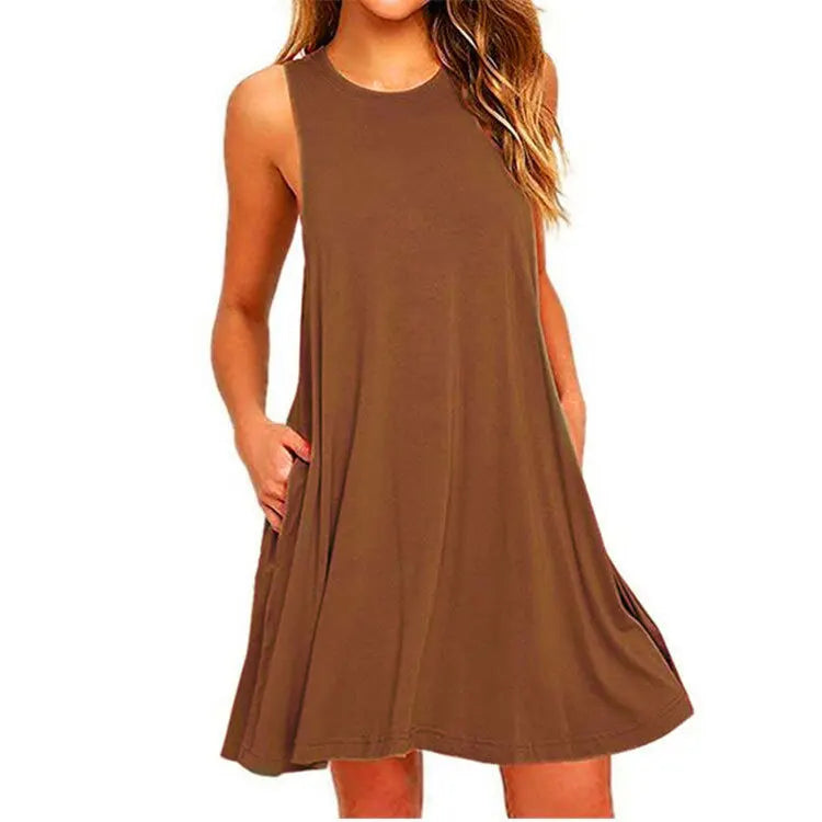 Women's Summer Casual Swing T-Shirt Beach Midi Dresses