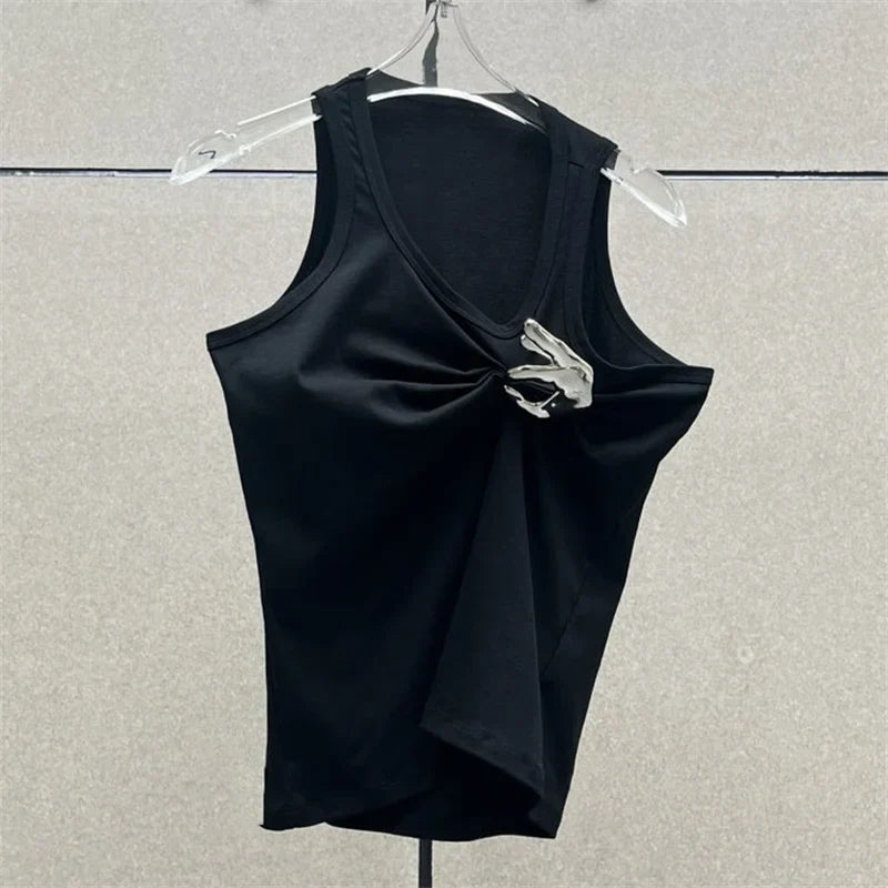 Korean Fashion Pleated Sleeveless 's Tank Top