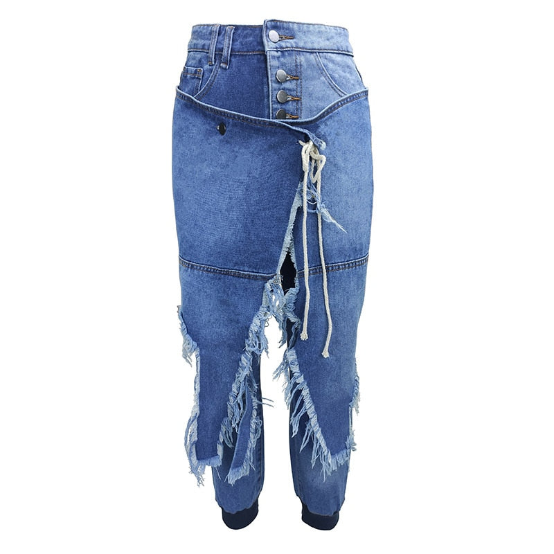 Women's Jeans Pants Fashion High Waist Mom Show Pants Spring Summer Retro Street Loose Wide Leg Pants