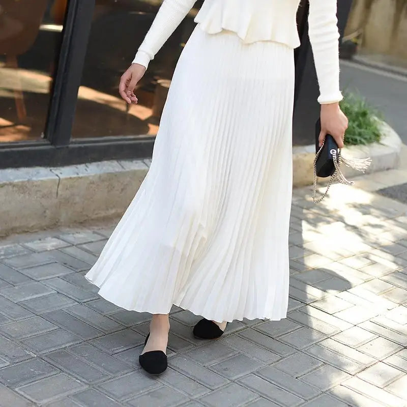 Vintage Casual High Waist Pleated Chiffon Skirt