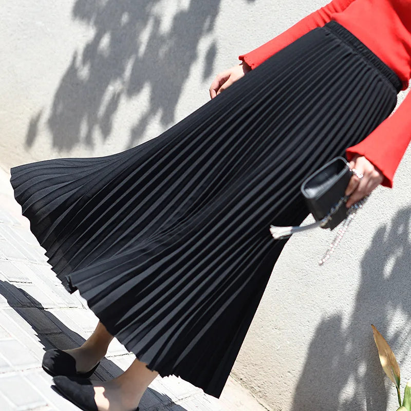 Vintage Casual High Waist Pleated Chiffon Skirt