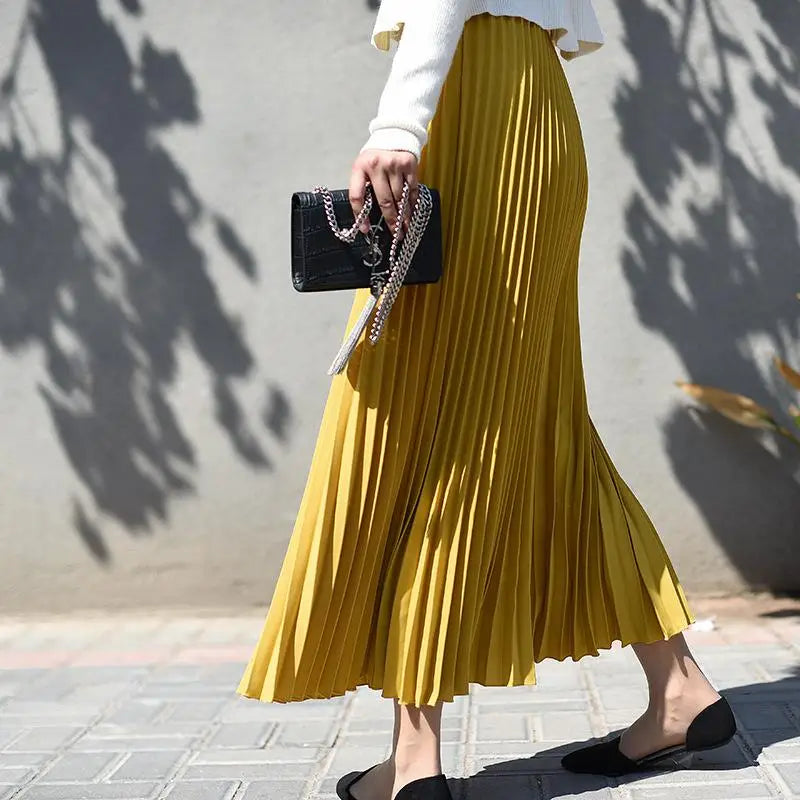 Vintage Casual High Waist Pleated Chiffon Skirt