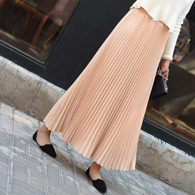 Vintage Casual High Waist Pleated Chiffon Skirt