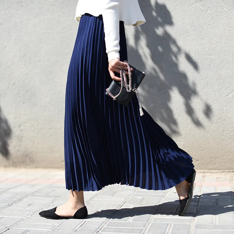 Vintage Casual High Waist Pleated Chiffon Skirt