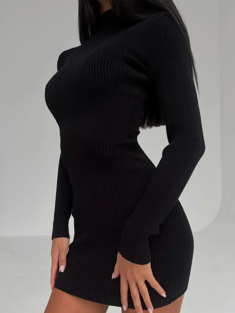 Black Party Evening Dresses for  Spring Long Sleeve Bodycon Dress