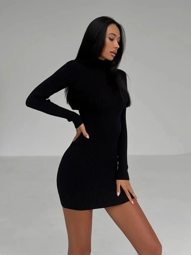 Black Party Evening Dresses for  Spring Long Sleeve Bodycon Dress