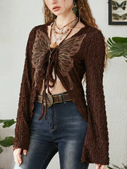 Vintage 2000s Grunge Lace-Up Cardigans
