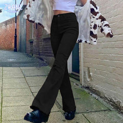 Y2k New Brown Jeans High Waist Wide Leg Pants Trousers Comfort Casual Denim Mom Pants