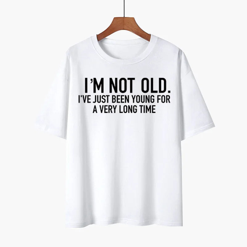 "I'M NOT OLD" Printed Short Sleeve Crewneck Top