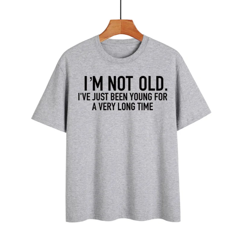 "I'M NOT OLD" Printed Short Sleeve Crewneck Top