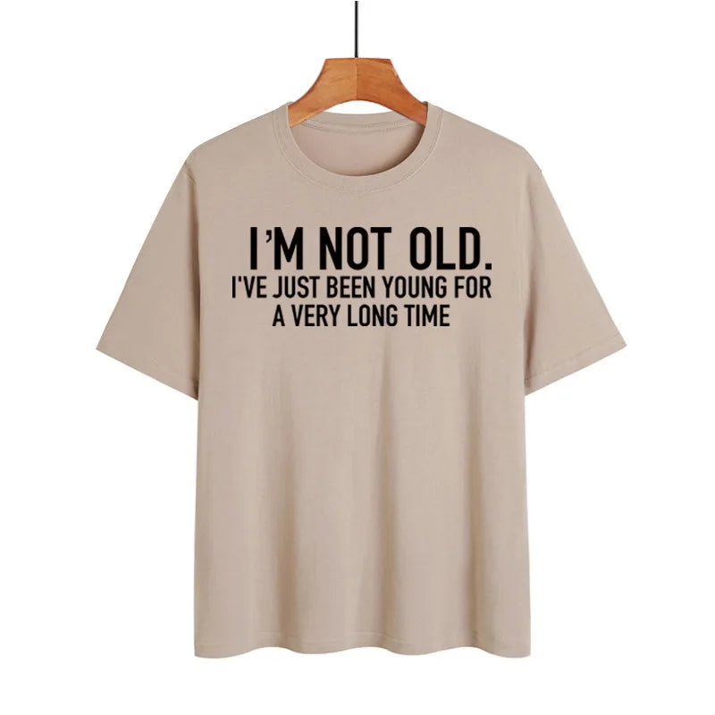 "I'M NOT OLD" Printed Short Sleeve Crewneck Top