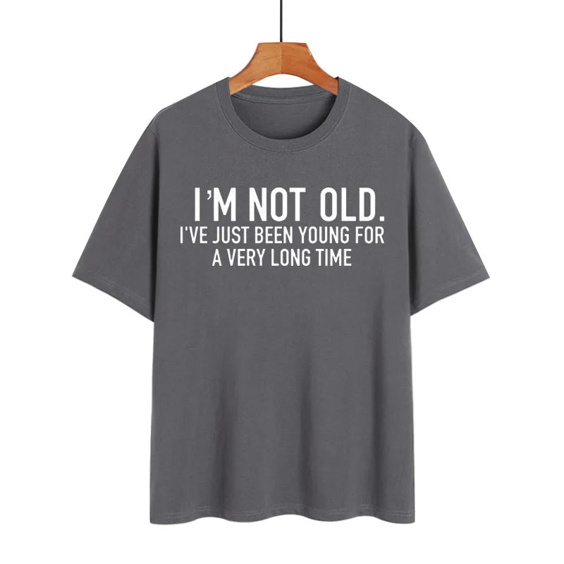 "I'M NOT OLD" Printed Short Sleeve Crewneck Top