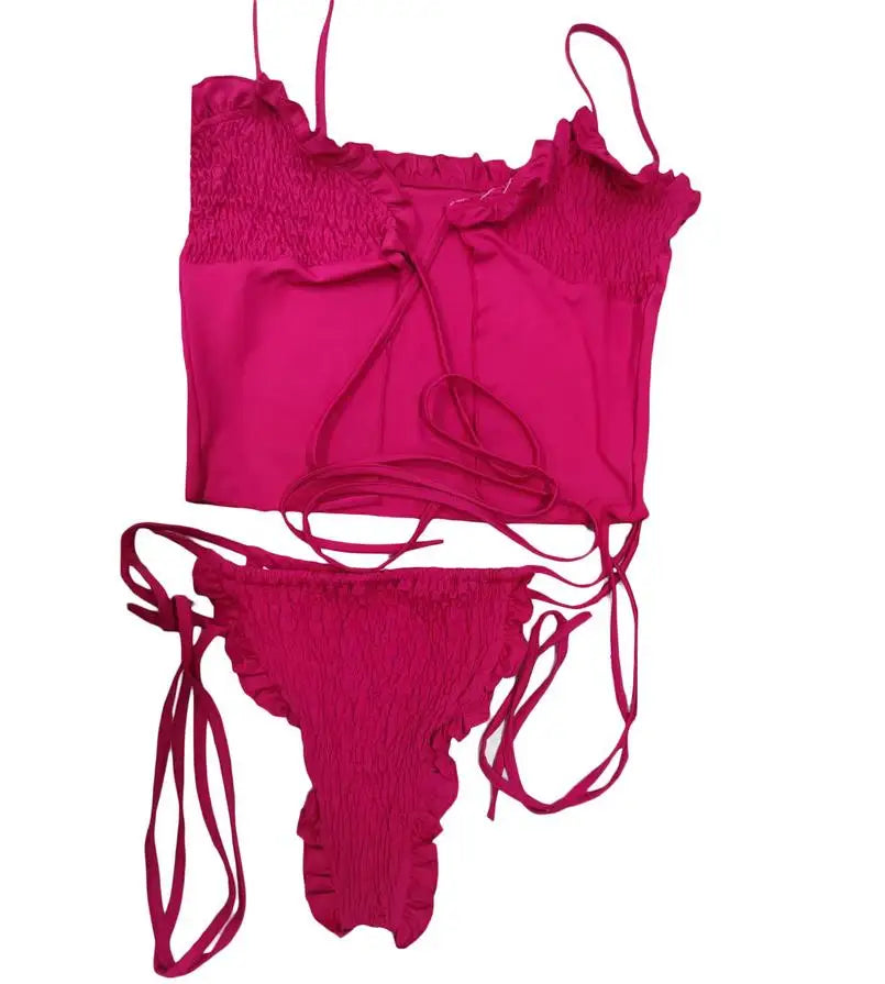 Ruffles Halter Bikini Set