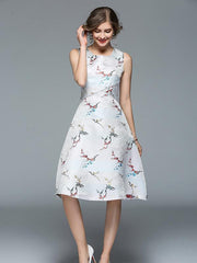 Jacquard Sleeveless A-Line Mini Dress