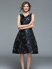 Jacquard Sleeveless A-Line Mini Dress